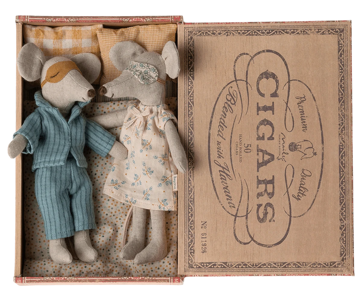 Maileg Toy Mum & Dad Mice in Cigarbox | Maileg