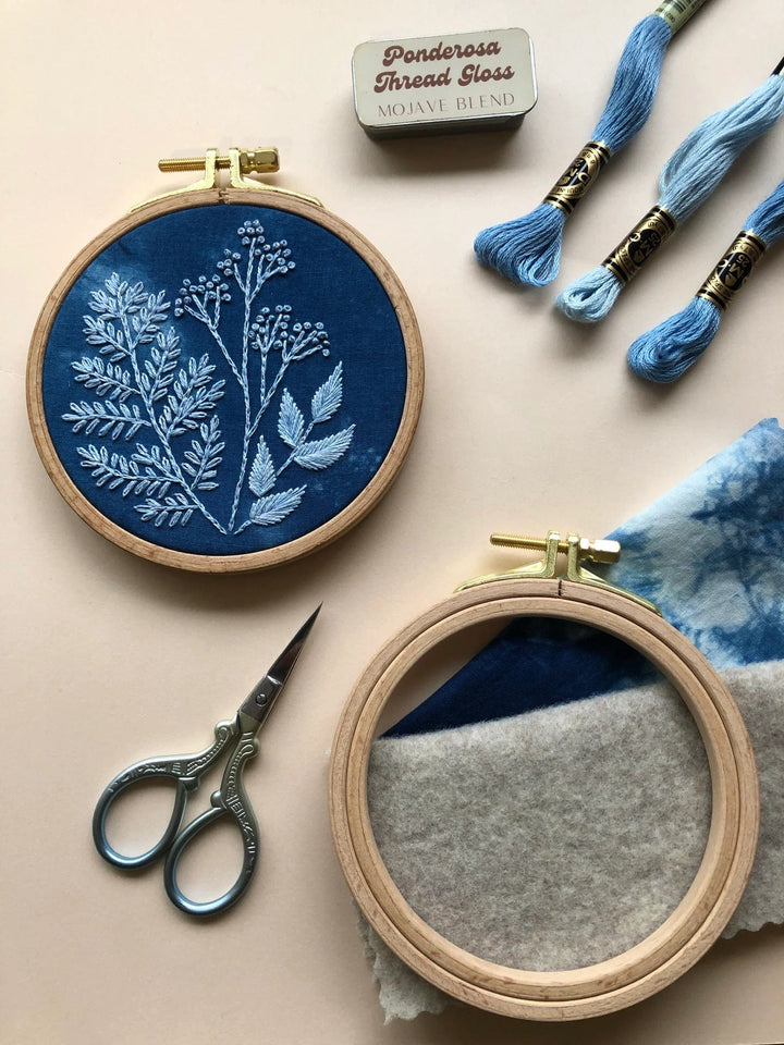 MCreativeJ Embroidery Kits Cyanotype Botanicals Beginner Embroidery Kit