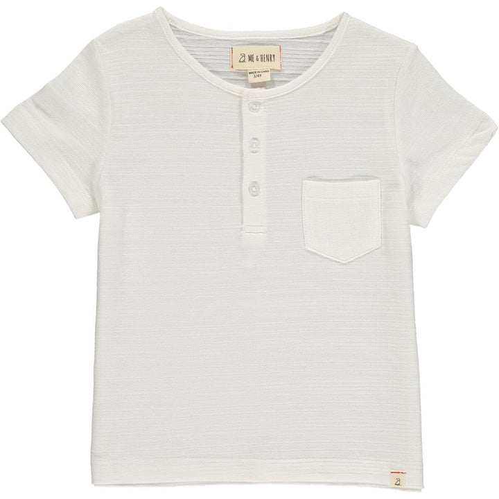 Me & Henry Baby & Toddler Tops 9-12m Dodger Henley Shirt - White Ribbed