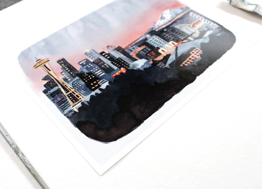 michele maule Art Print 8x10" Seattle Skyline Print