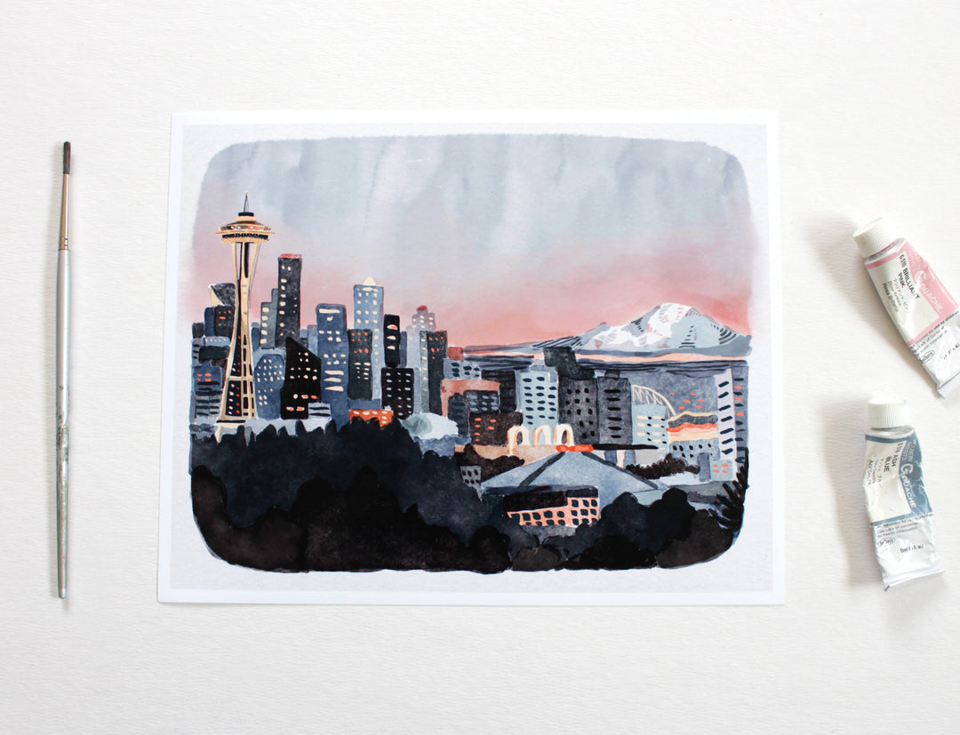 michele maule Art Print 8x10" Seattle Skyline Print