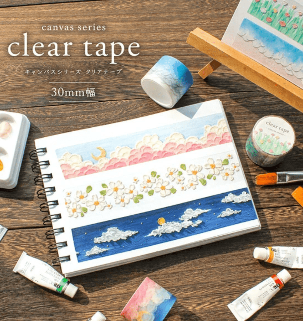 Mind Wave washi tape Canvas Flower White Clear Washi Tape | 30mm Width