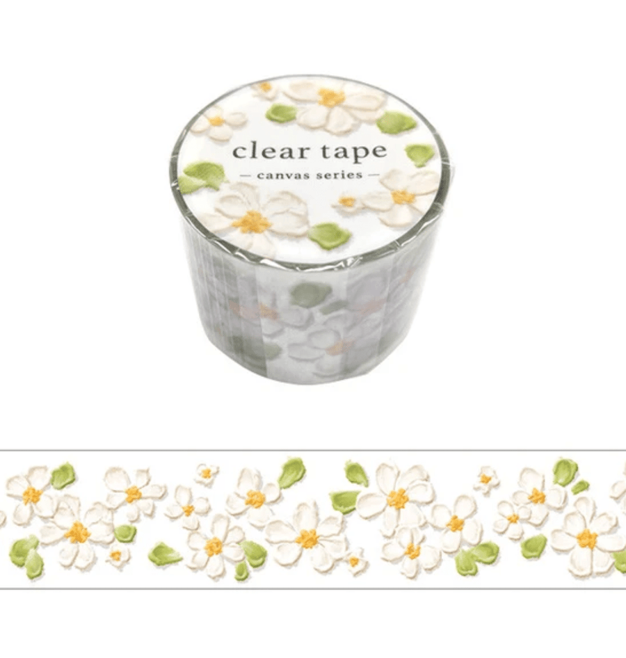 Mind Wave washi tape Canvas Flower White Clear Washi Tape | 30mm Width