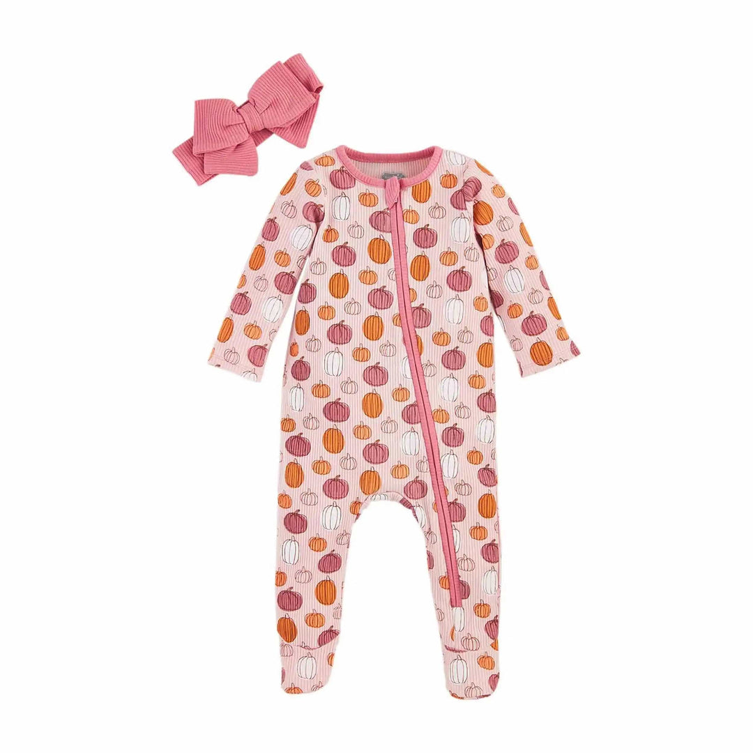 Mud Pie Baby Pink Pumpkin Baby Sleeper