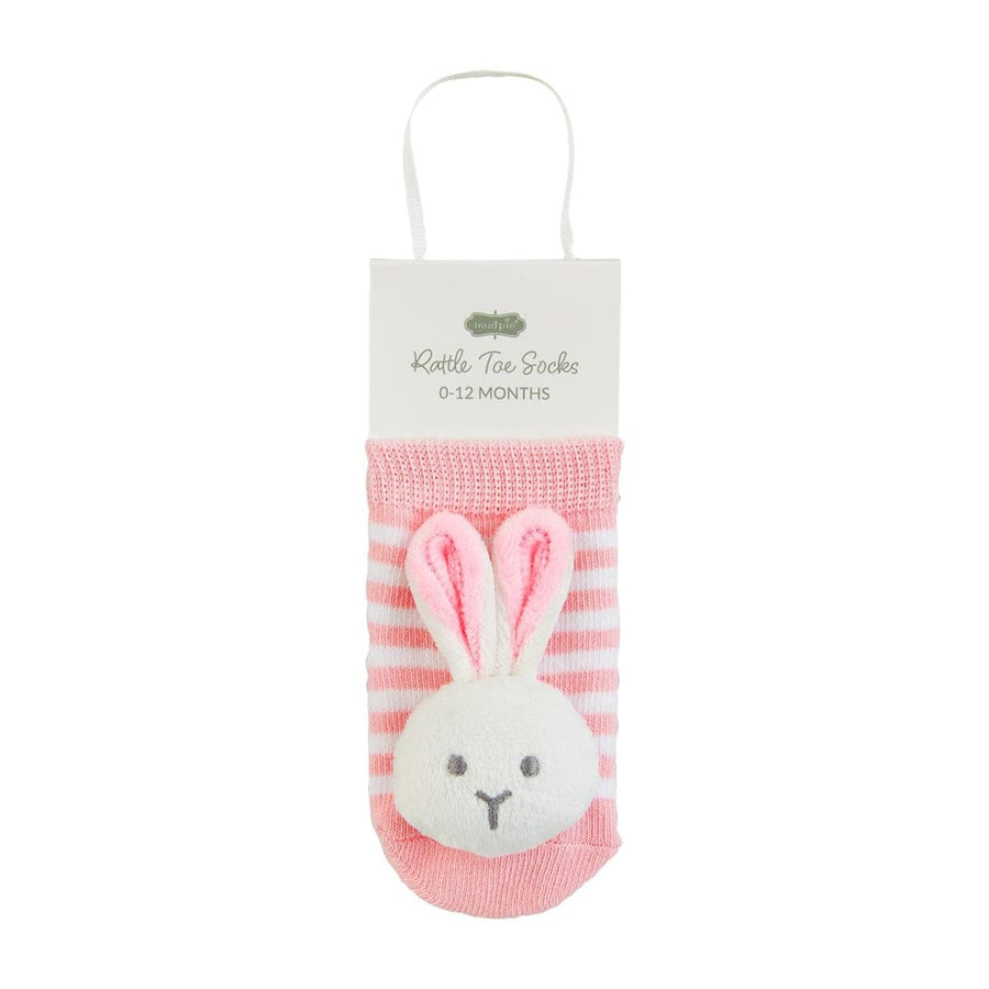 Mud Pie Socks Pink Bunny Rattle Toe Socks