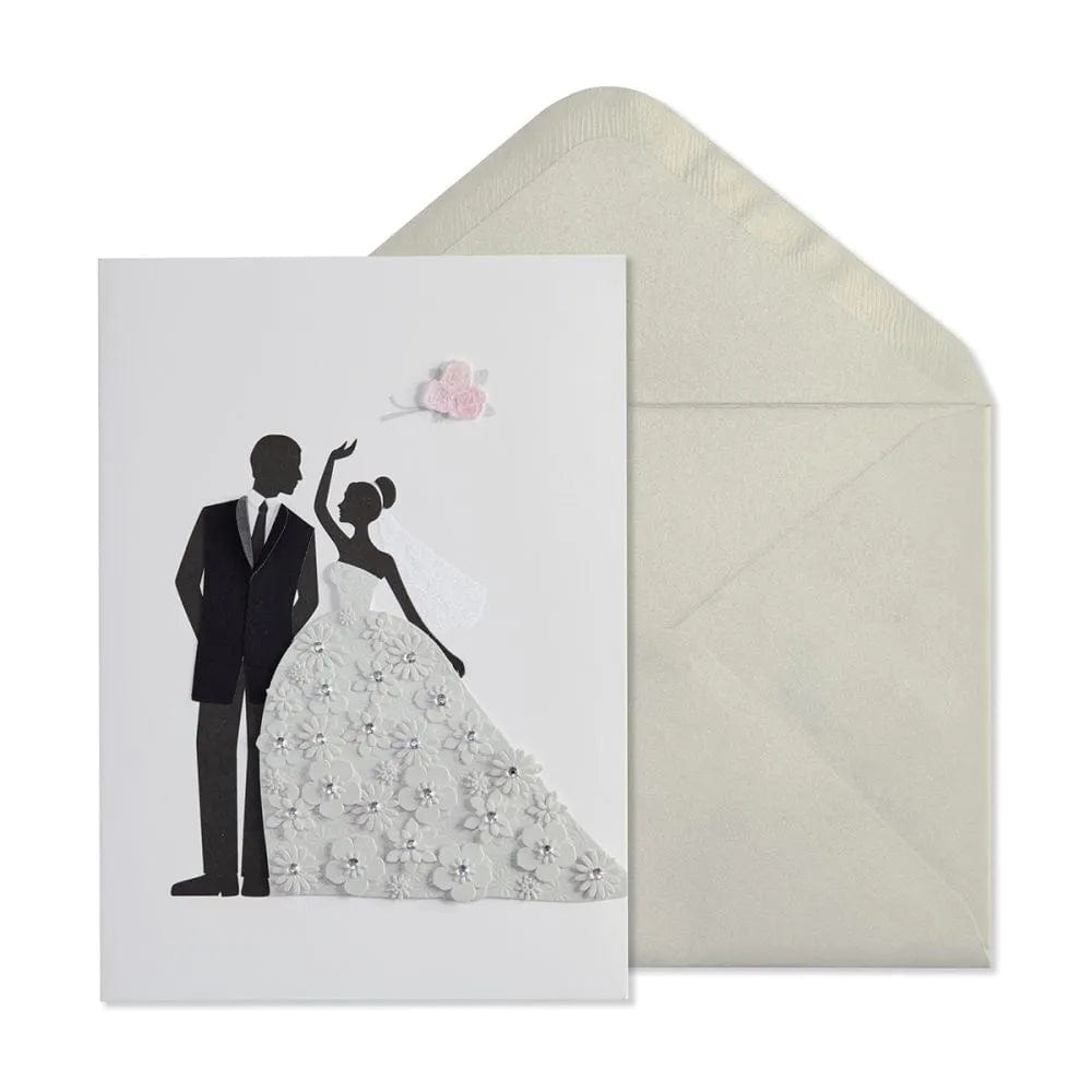 Niquea.D Card Bride and Groom with Flowers Wedding Card