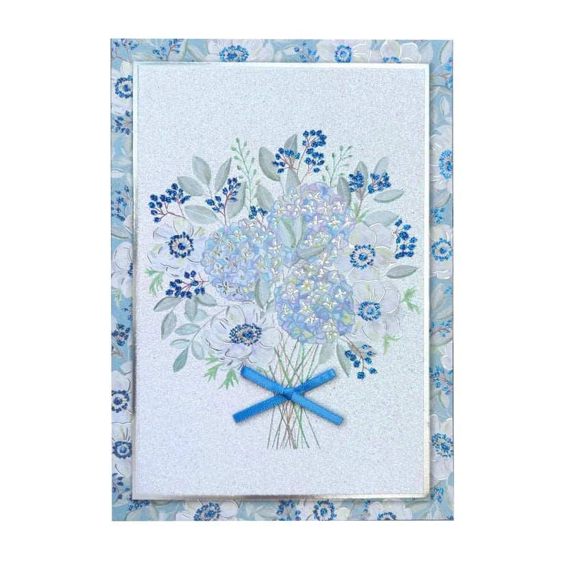 Niquea.D Cards Blue Flowers Bouquet Sympathy Card