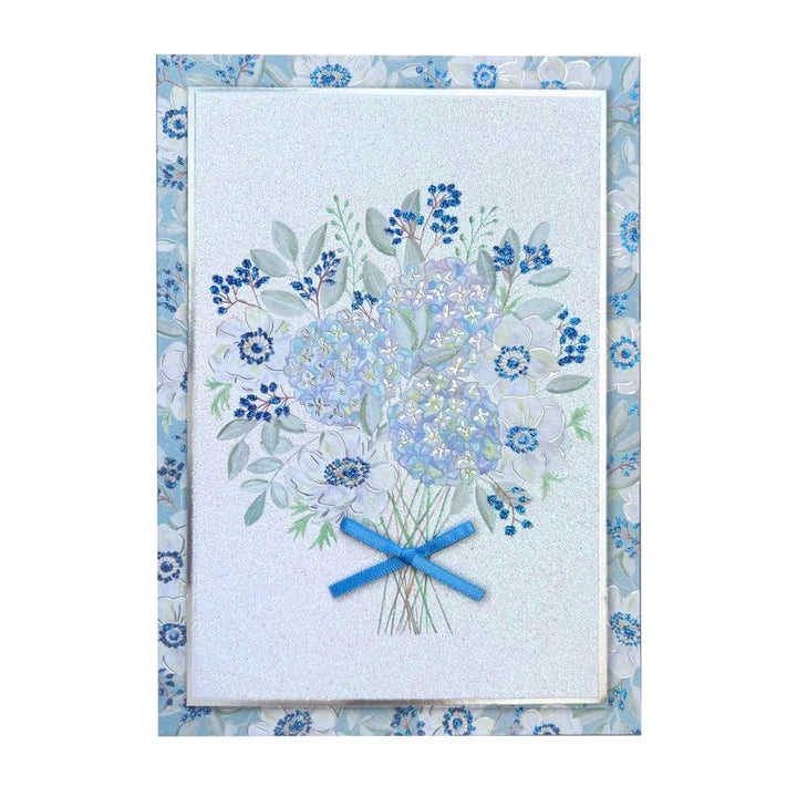 Niquea.D Cards Blue Flowers Bouquet Sympathy Card