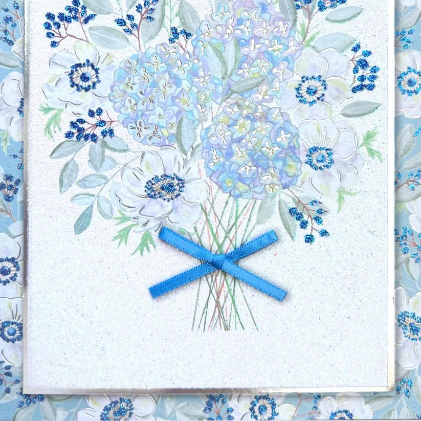 Niquea.D Cards Blue Flowers Bouquet Sympathy Card