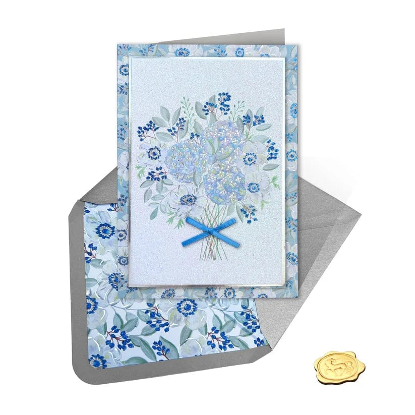 Niquea.D Cards Blue Flowers Bouquet Sympathy Card