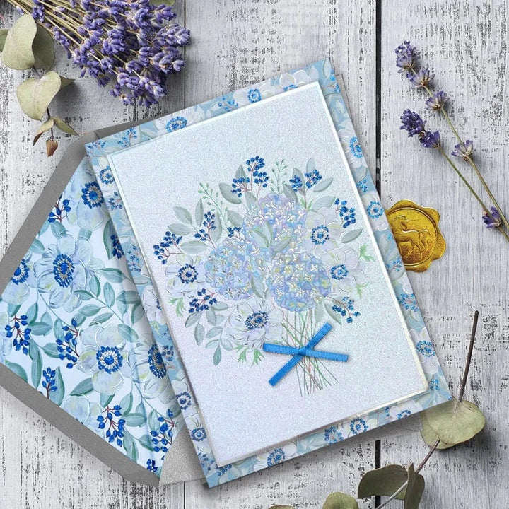 Niquea.D Cards Blue Flowers Bouquet Sympathy Card