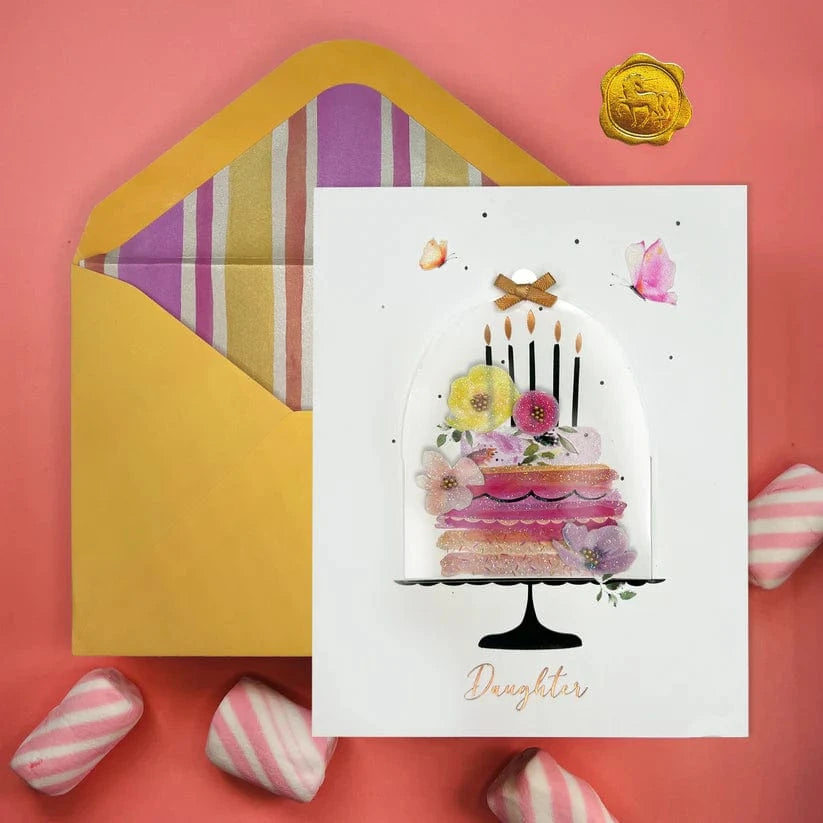 Niquea.D Cards Cloche with Cake Daughter Birthday Card