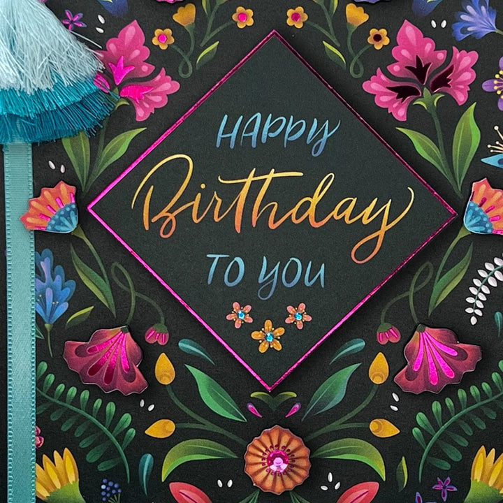 Niquea.D Cards Floral on Black Birthday Card
