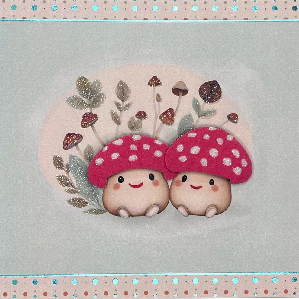 Niquea.D Cards Handmade Mushroom Couple Anniversary Card