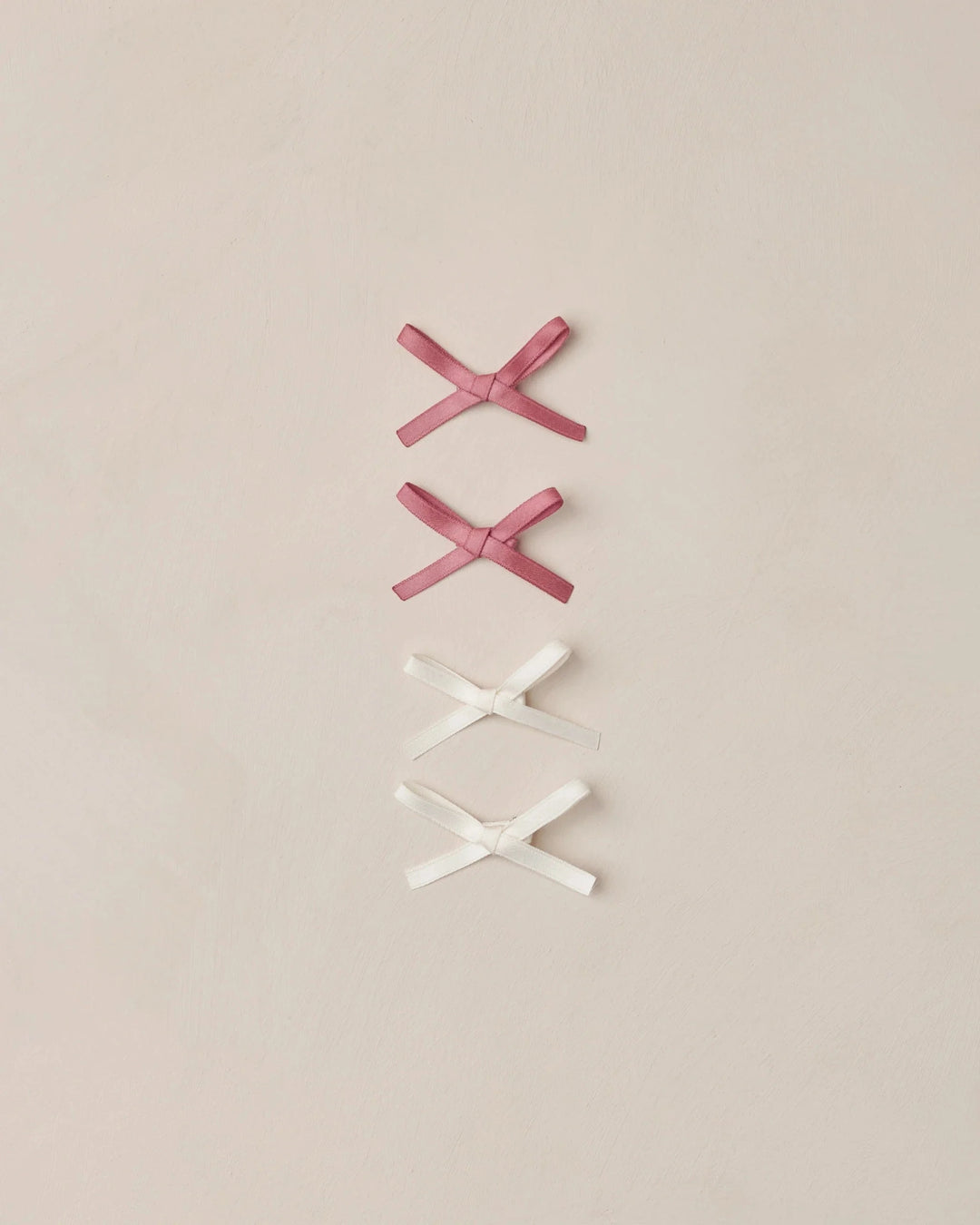 Noralee Baby Mini Satin Bows, Set Of 4 - Ivory, Raspberry