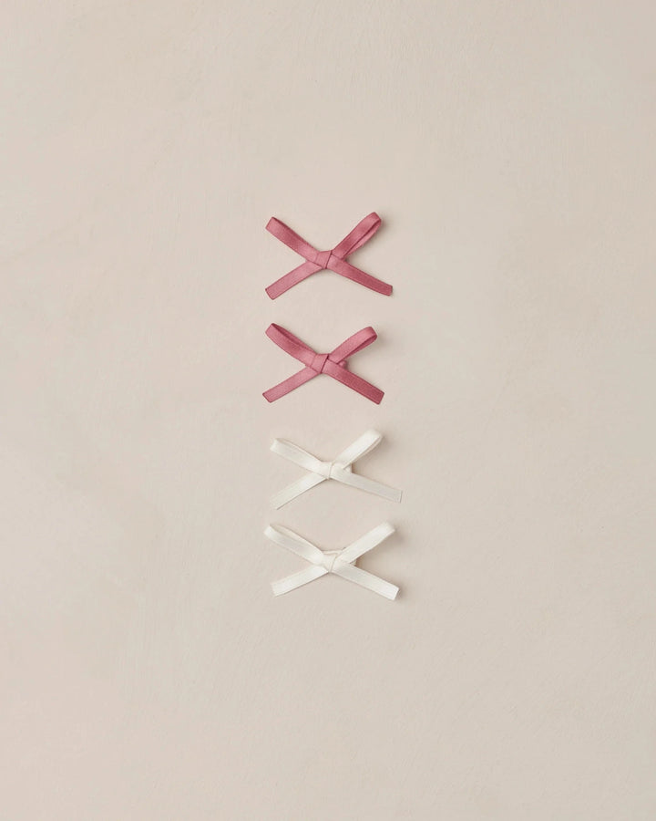 Noralee Baby Mini Satin Bows, Set Of 4 - Ivory, Raspberry