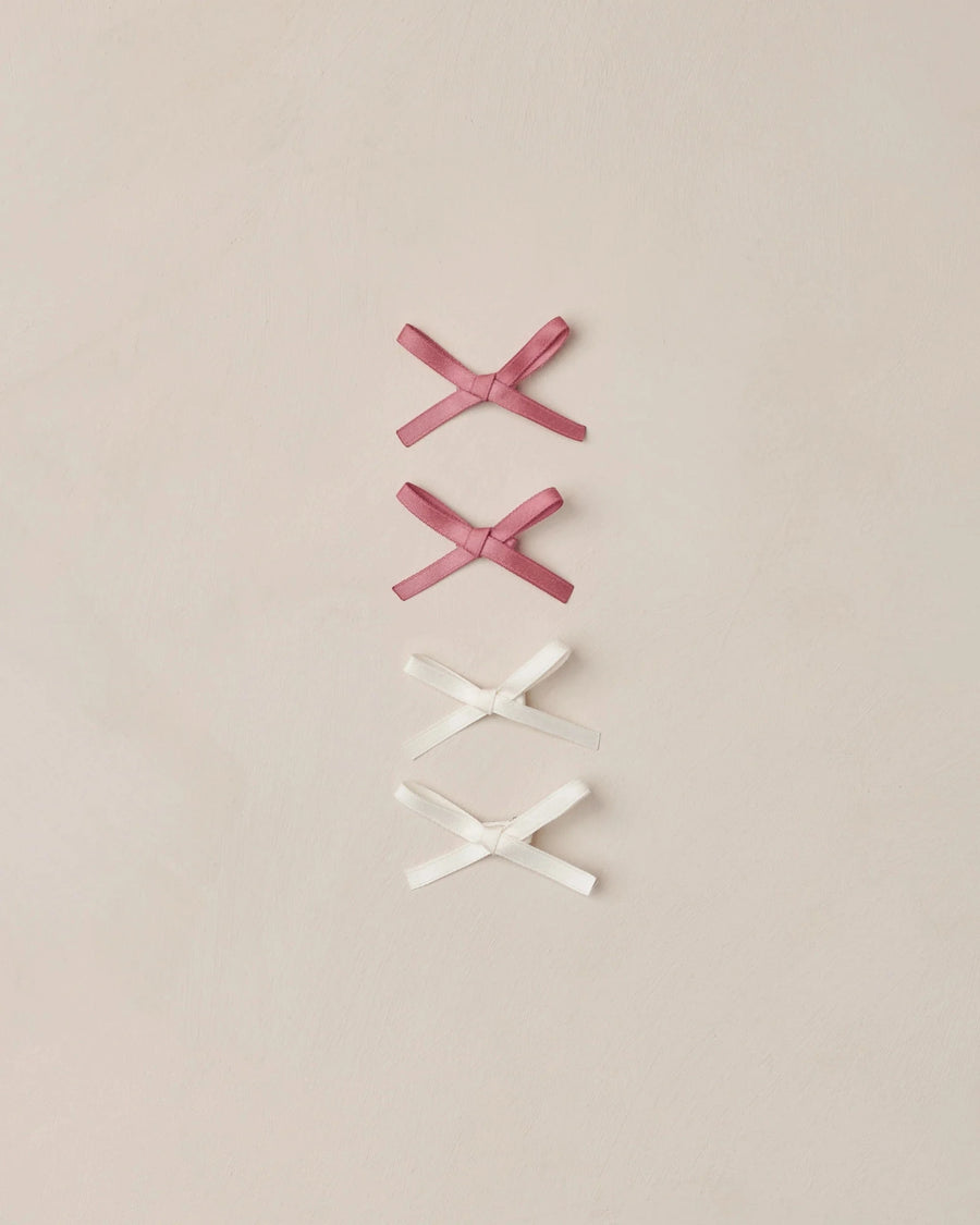 Noralee Baby Mini Satin Bows, Set Of 4 - Ivory, Raspberry