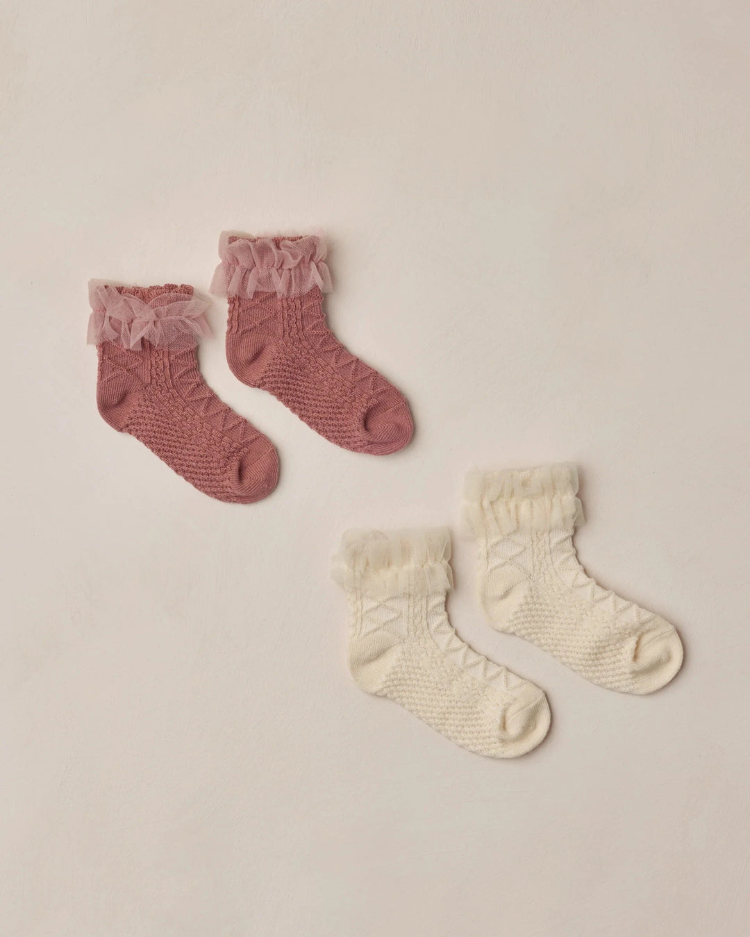 Noralee Baby Ruffle Socks - Ivory, Raspberry