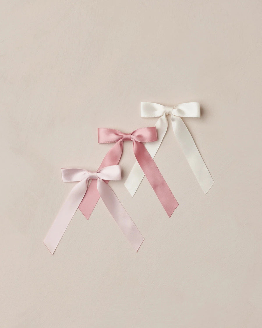 Noralee Baby Satin Ribbon Bows - Ivory, Rose, Raspberry