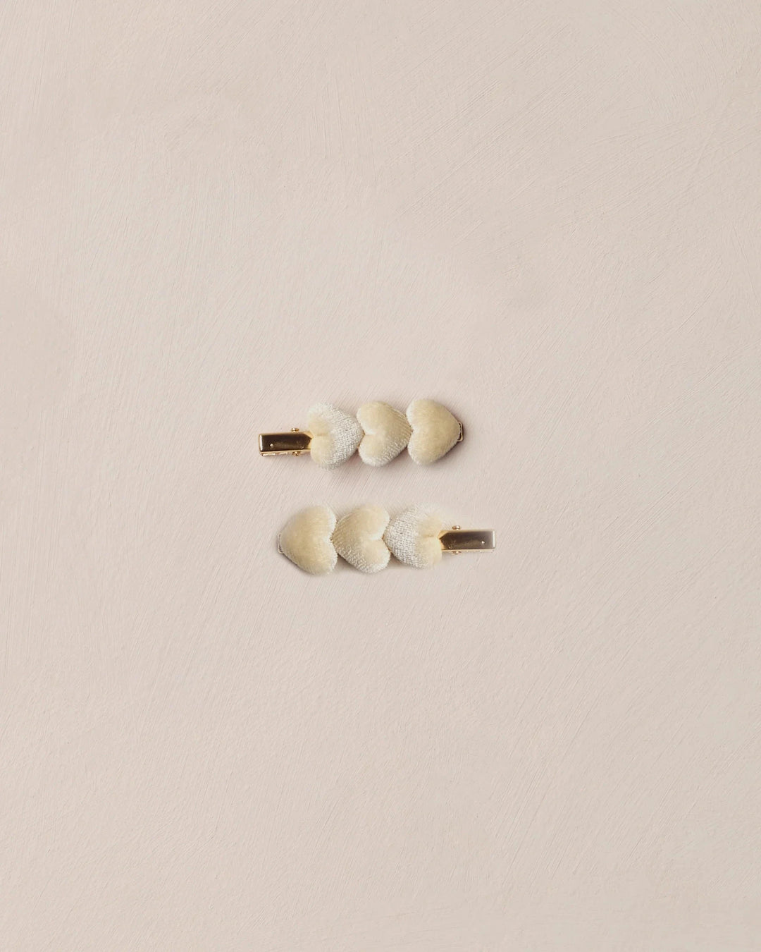 Noralee Baby Velvet Heart Clips - Ecru