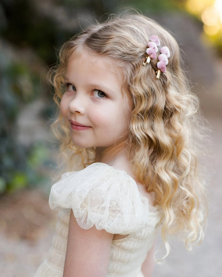 Noralee Baby Velvet Heart Clips - Raspberry