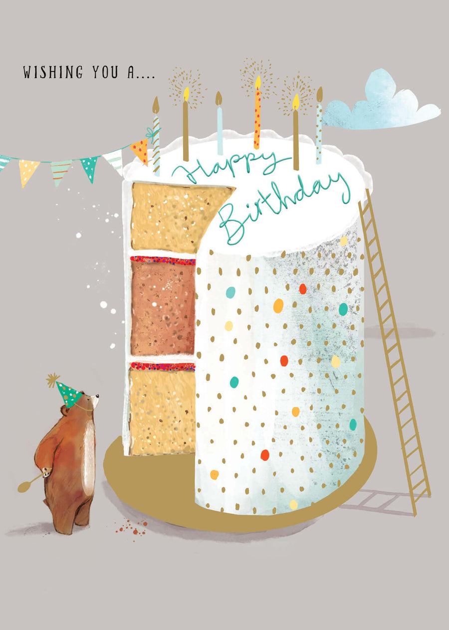 Notes & Queries birthday card Bear Cake Birthday Card