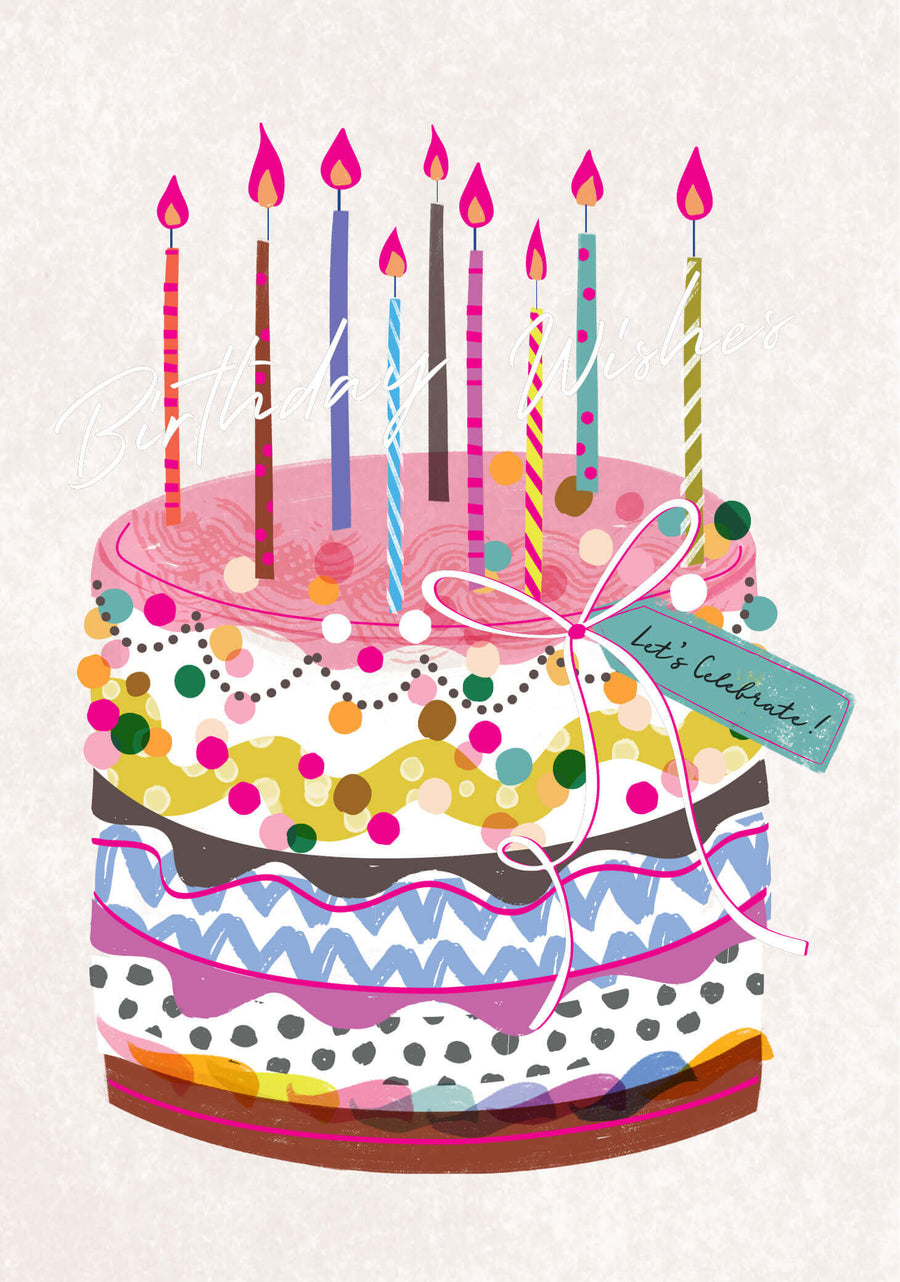 Notes & Queries birthday card Cake and Candles Birthday Card