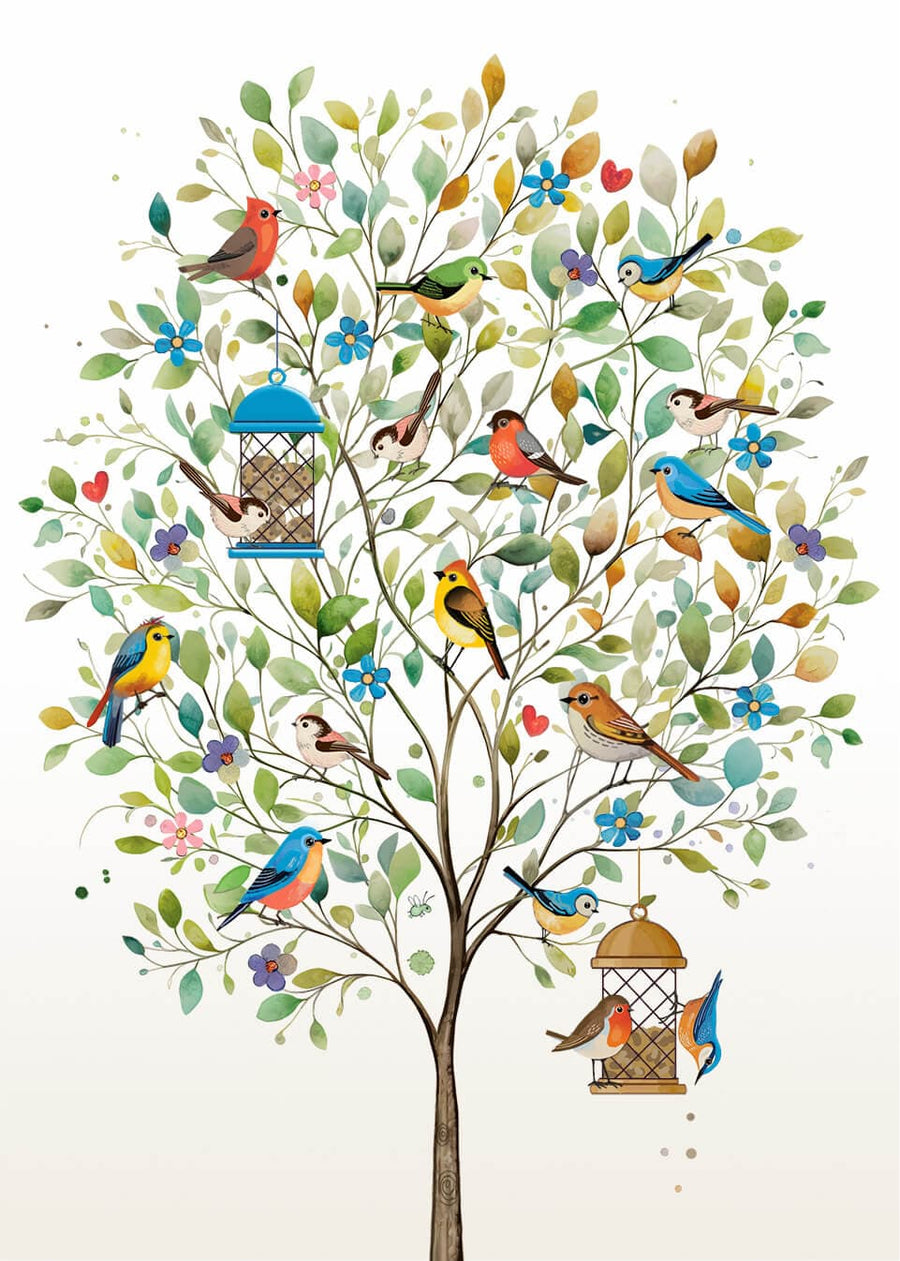 Notes & Queries Greeting Card Birds in Tree Blank Card