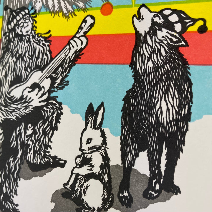 Old School Stationers Cards Happy Holidays to yooooou! Sasquatch & forest friends single card
