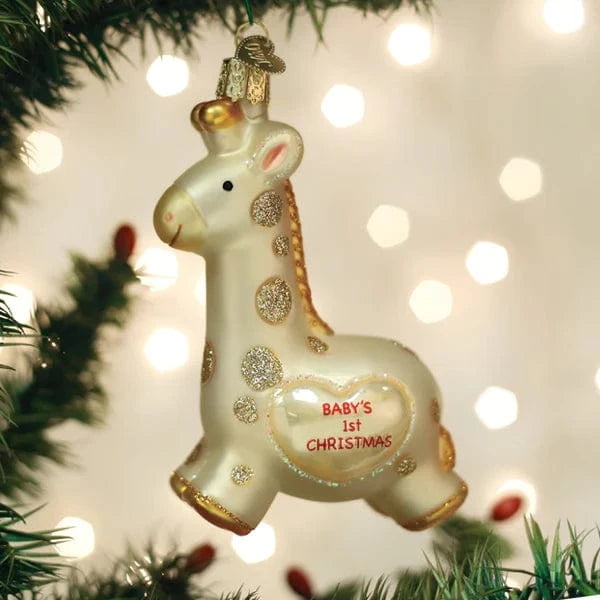 Old World Christmas Holiday Baby's First Christmas Giraffe Ornament