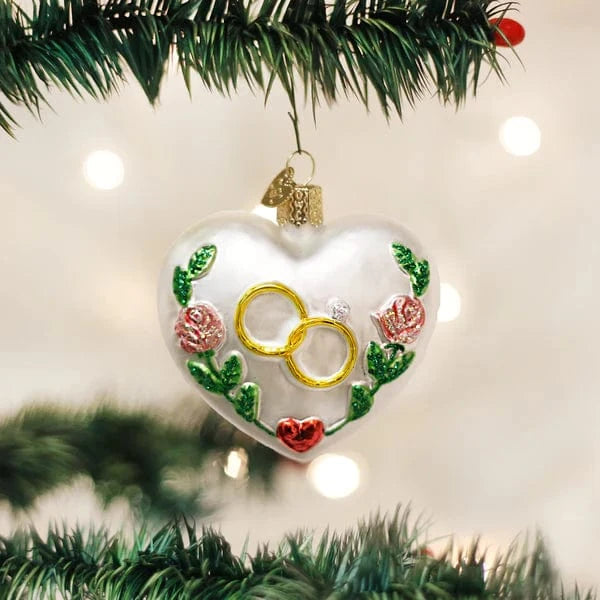Old World Christmas Holiday Wedding Heart Ornament