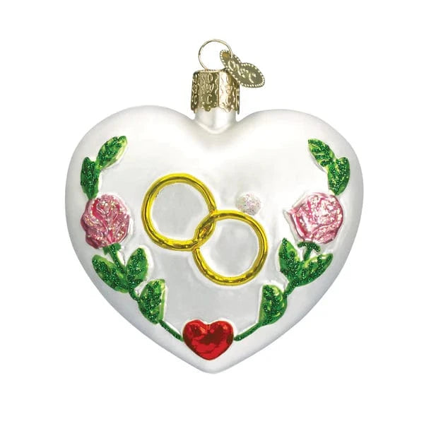 Old World Christmas Holiday Wedding Heart Ornament