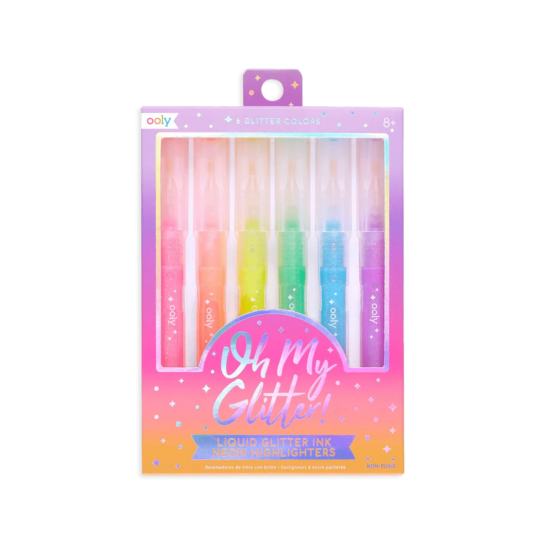 OOLY Art Supplies Oh My Glitter! Neon Highlighters