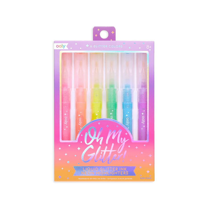 OOLY Art Supplies Oh My Glitter! Neon Highlighters