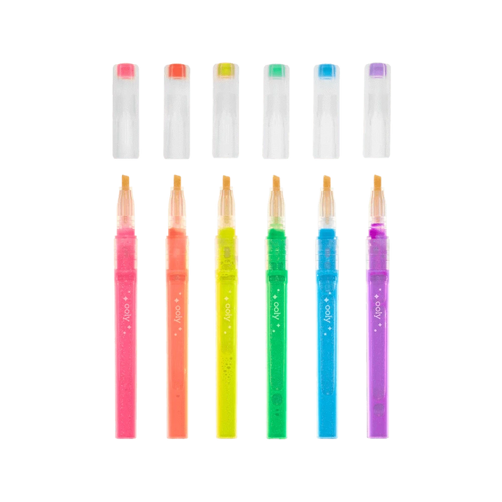 OOLY Art Supplies Oh My Glitter! Neon Highlighters