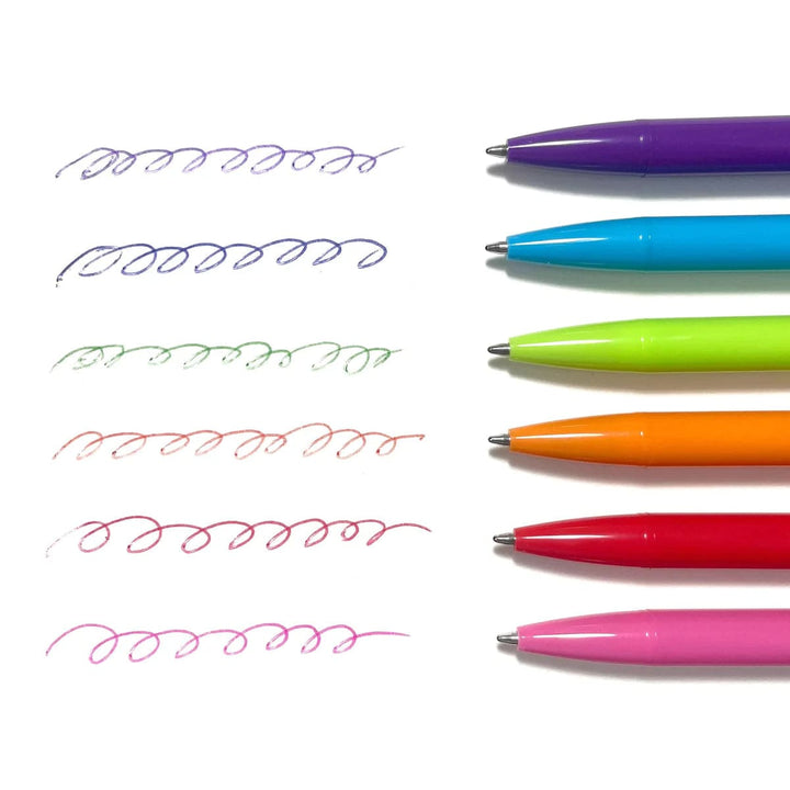 OOLY Art Supply Bright Writers Colored Ink Retractable Ballpoint Pens - Set of 6