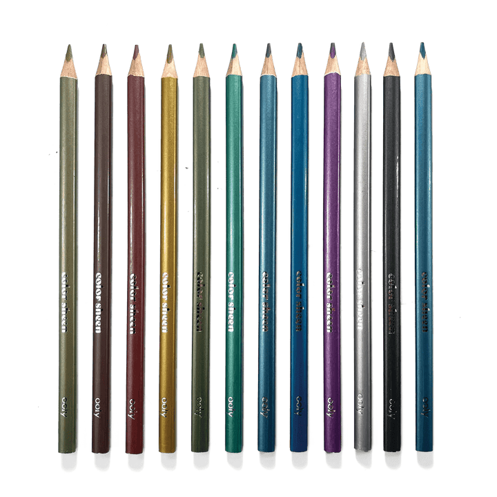 OOLY Art Supply Color Sheen Metallic Colored Pencils - Set of 12