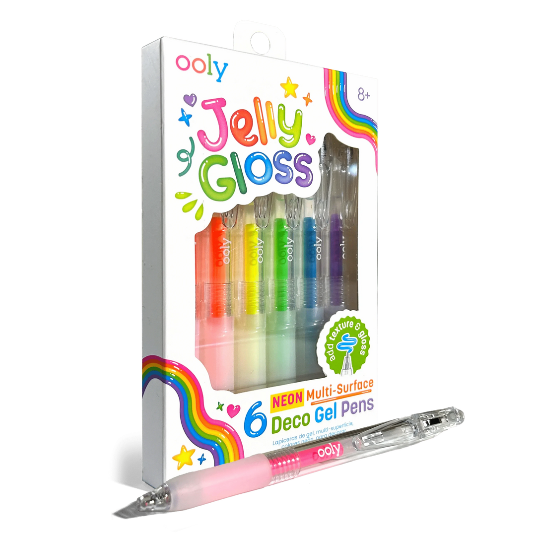 OOLY Paper Jelly Gloss Neon Multi-Surface Deco Gel Pens - Set of 6
