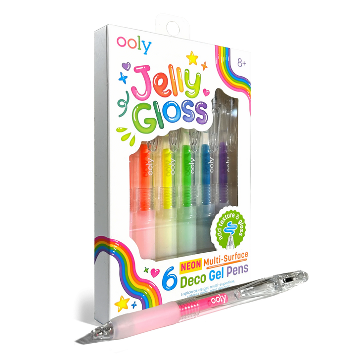 OOLY Paper Jelly Gloss Neon Multi-Surface Deco Gel Pens - Set of 6