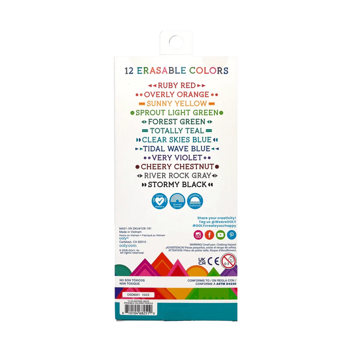 OOLY Paper Un-Mistakeables! Erasable Colored Pencils - Set of 12