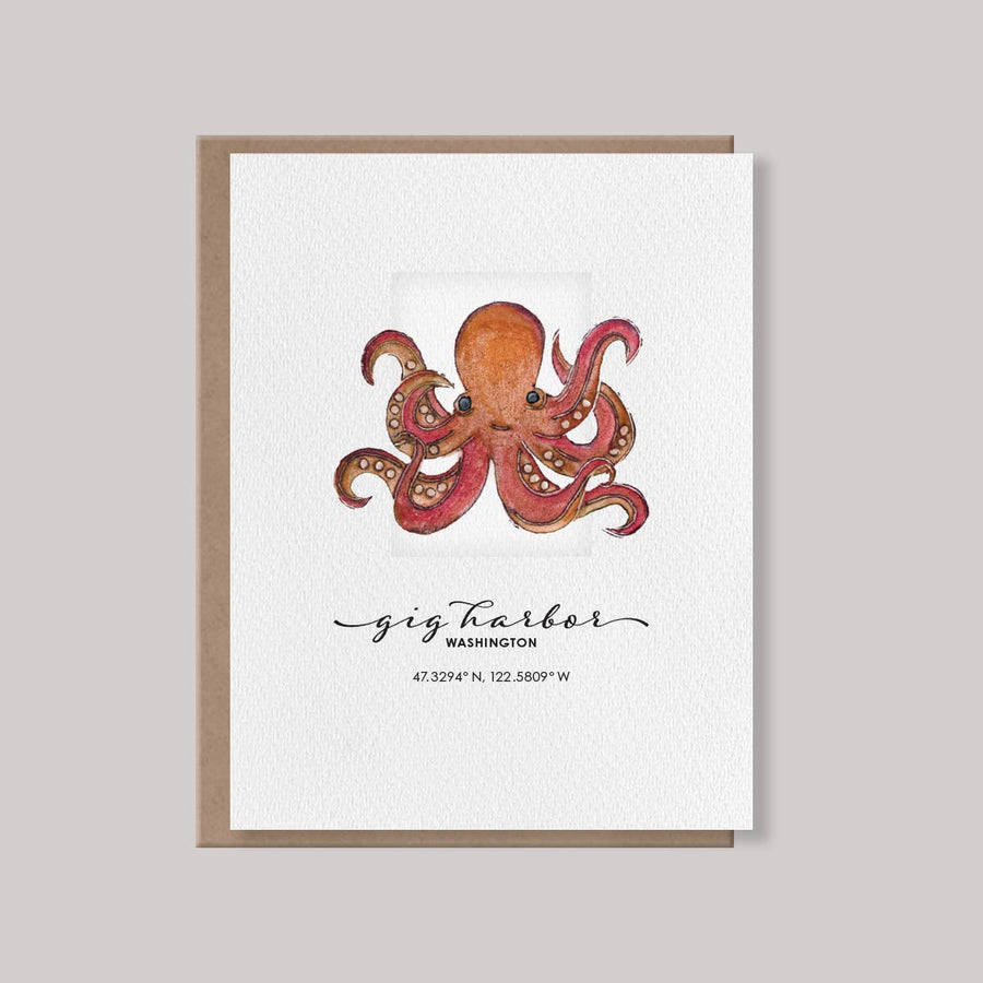 Originals Paper Art Cards CARVED Octopus Notecard | Gig Harbor