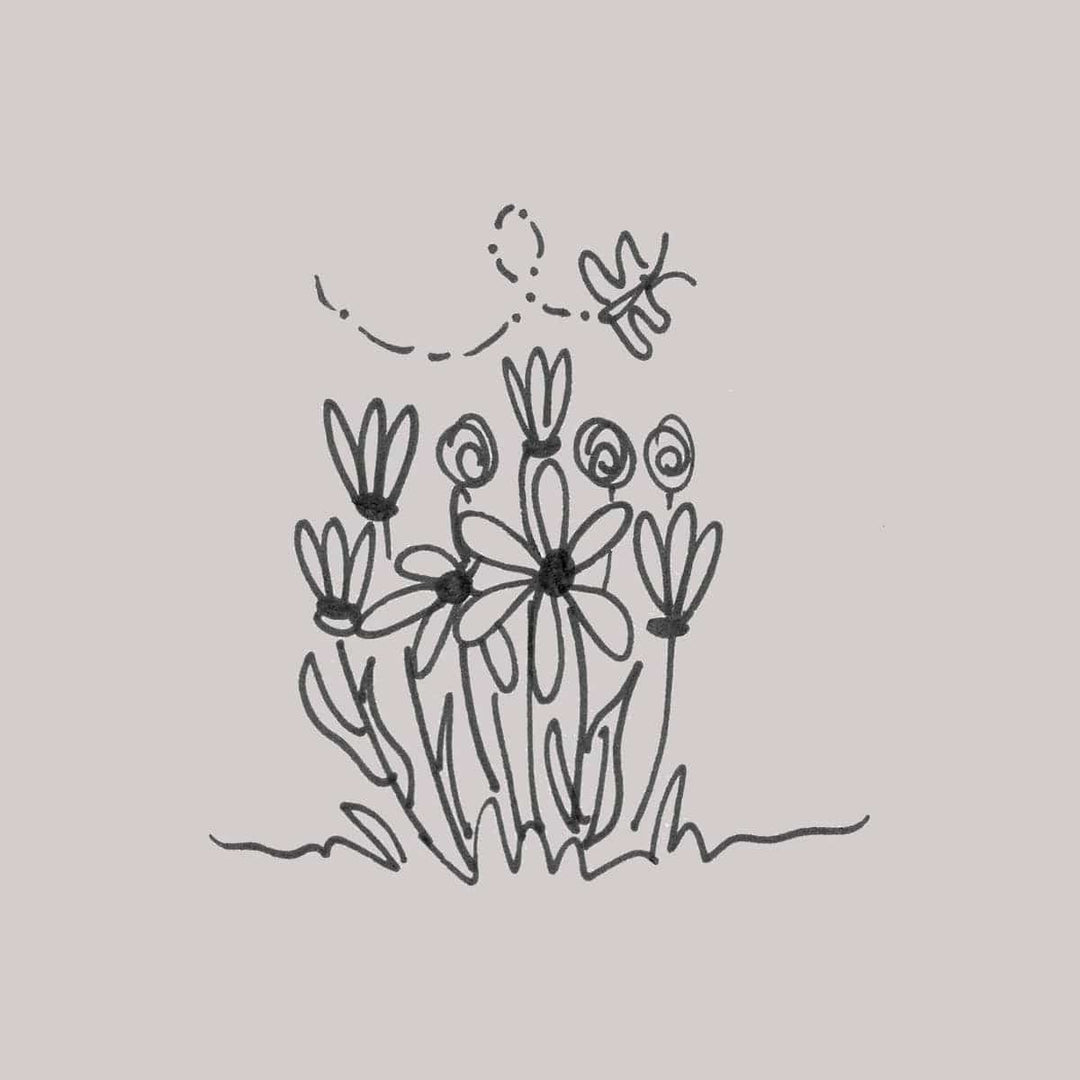 Originals Paper Art Cards Doodled Farm Fresh Flowers Flat Notes | Box of 8