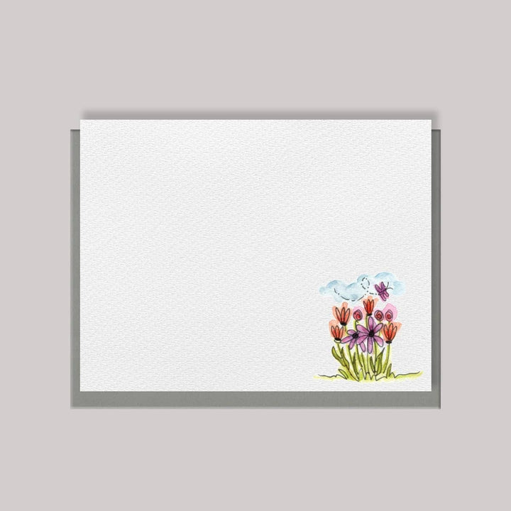 Originals Paper Art Cards Doodled Farm Fresh Flowers Flat Notes | Box of 8