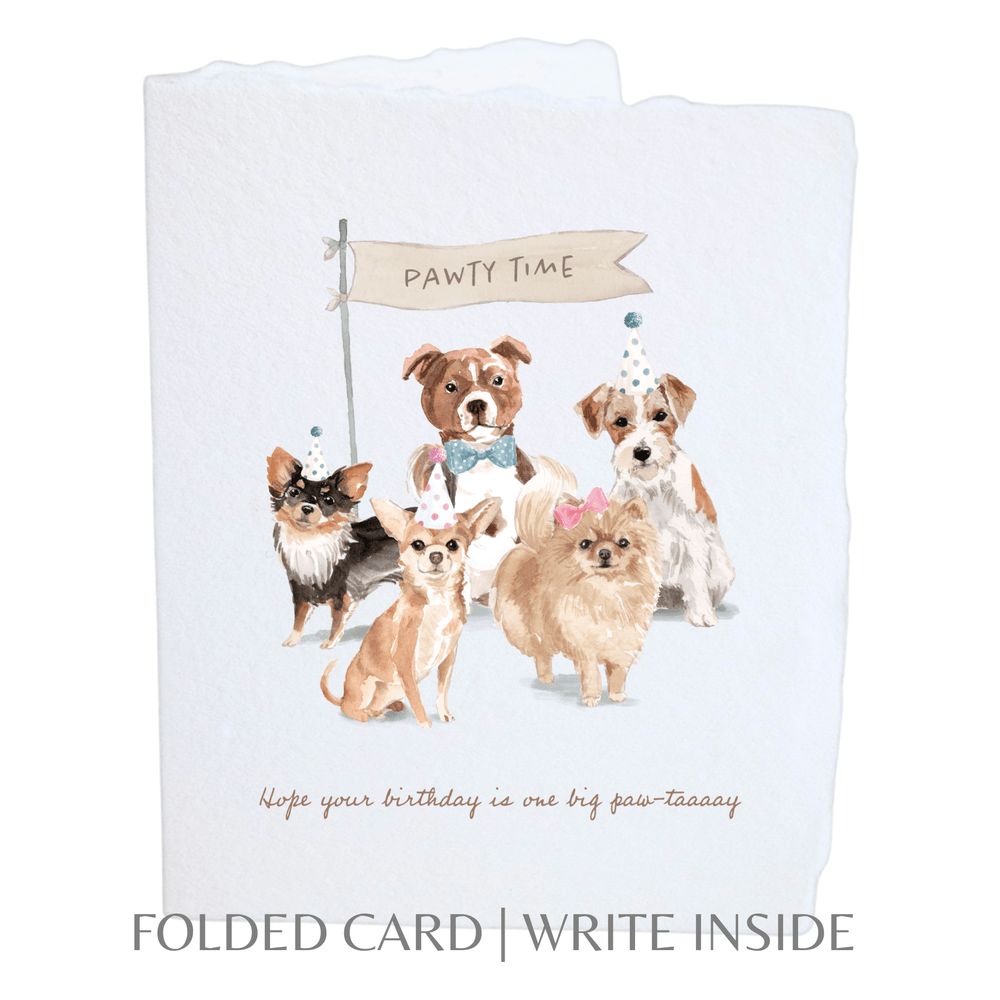Paper Baristas Card Folded A2 Greeting Card. Blank Inside. Birthday Paw-tay Dogs | Eco-Friendly Greeting Card