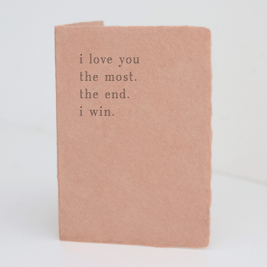 Paper Baristas Card Folded A2 Greeting Card. Blank Inside. "Love you the Most" Letterpress Love Greeting Card