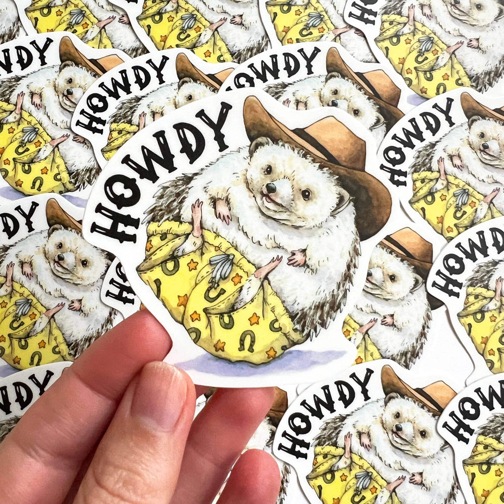 Paper Wilderness Sticker Howdy Cowboy Hat Hedgehog Swimsuit Sticker