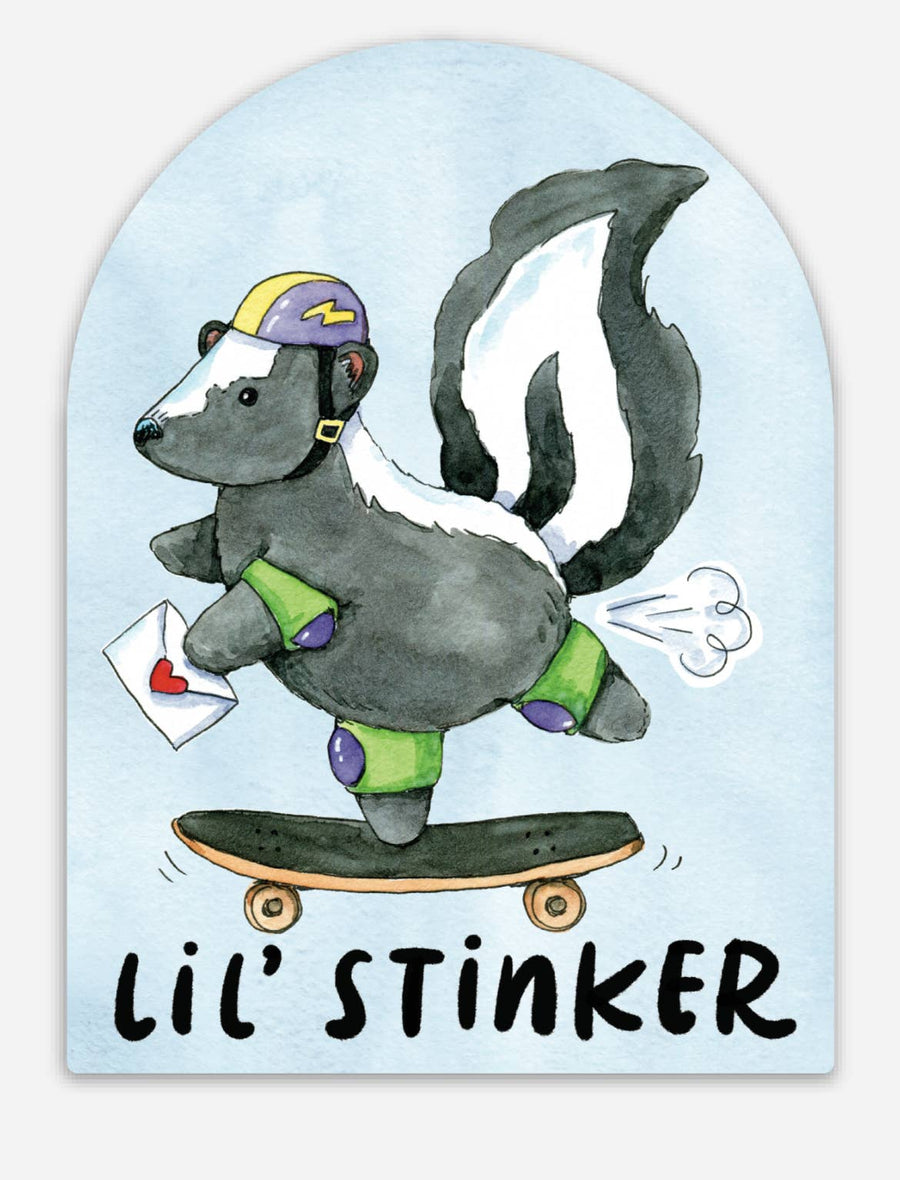 Paper Wilderness Sticker Lil' Stinker Skateboarding Skunk Sticker