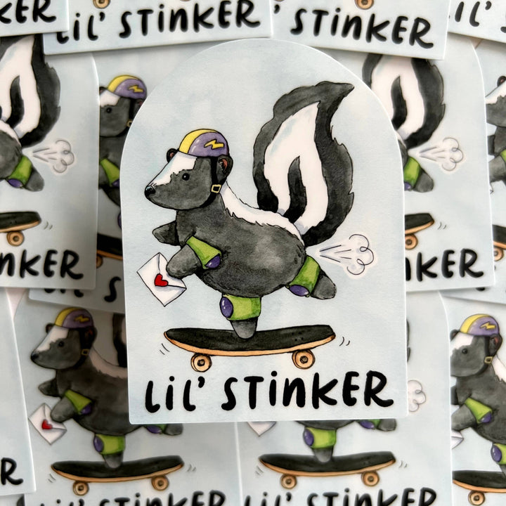 Paper Wilderness Sticker Lil' Stinker Skateboarding Skunk Sticker