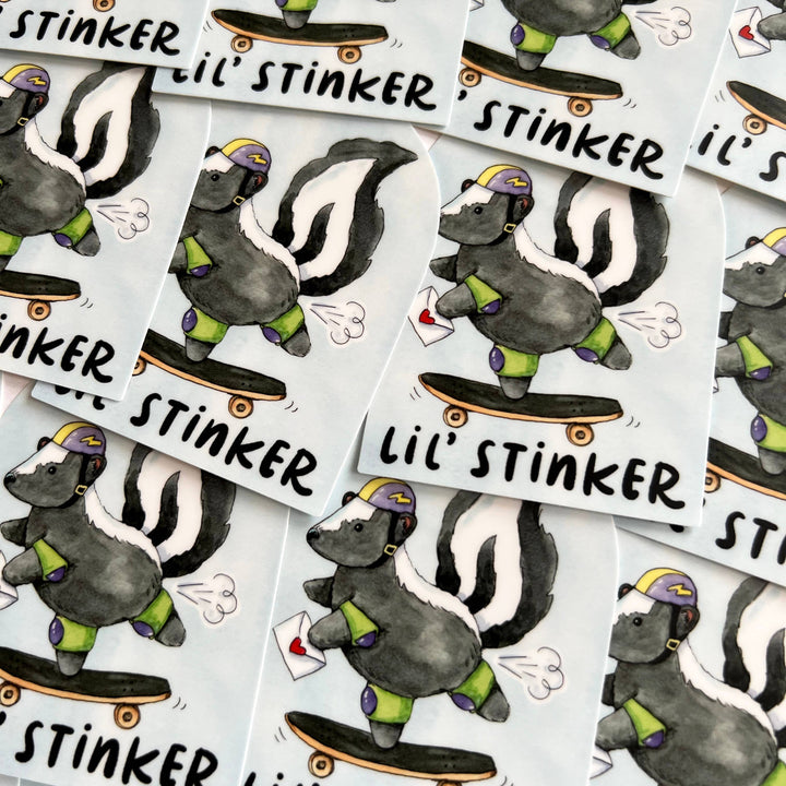 Paper Wilderness Sticker Lil' Stinker Skateboarding Skunk Sticker