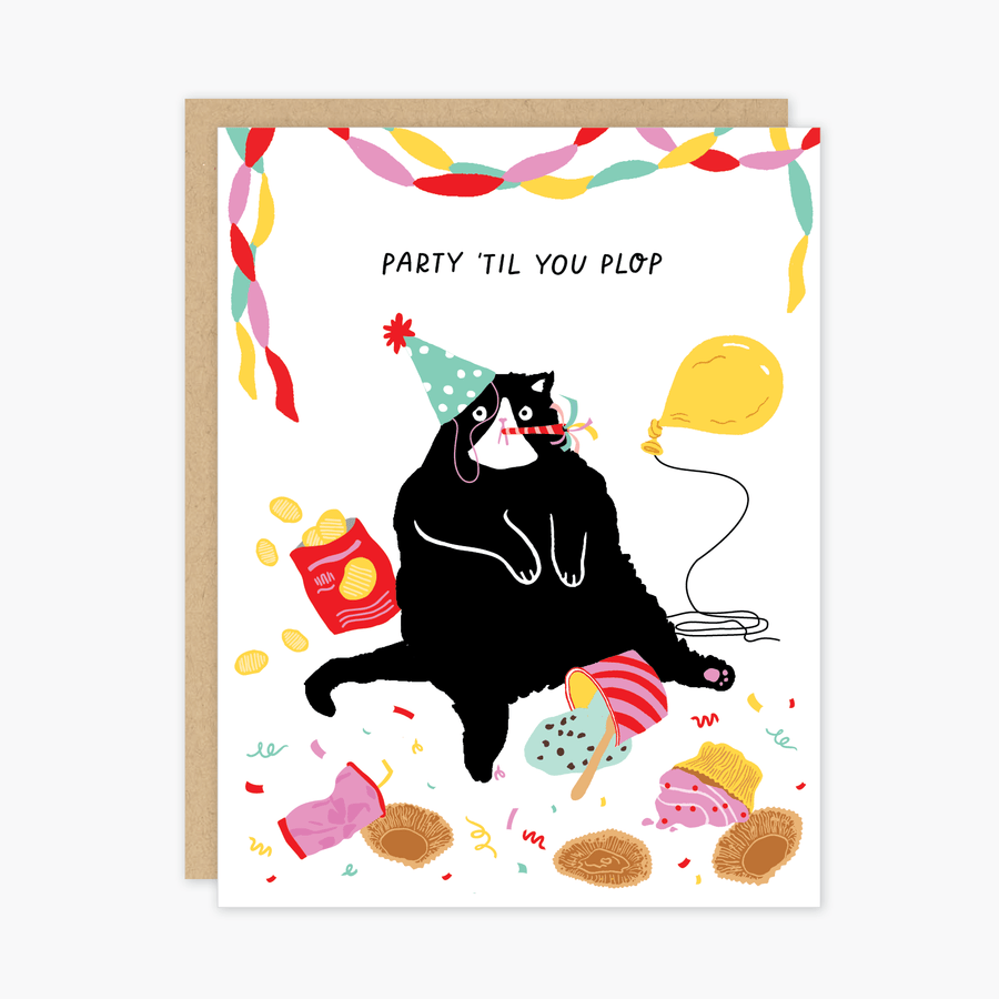 Party of One Card Birthday Cat Party 'Til You Plop